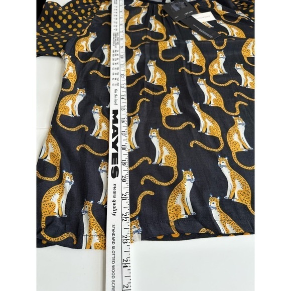 Bl^nk London Blouse Long Sleeve Top Cats Cheetah Black Size XS New - Picture 8 of 9